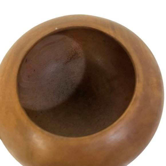 Wooden Storage Jar Condiment Brown Canisters Bowl Urn Top Mid Century 3 1/3"X 3" - Picture 2 of 4